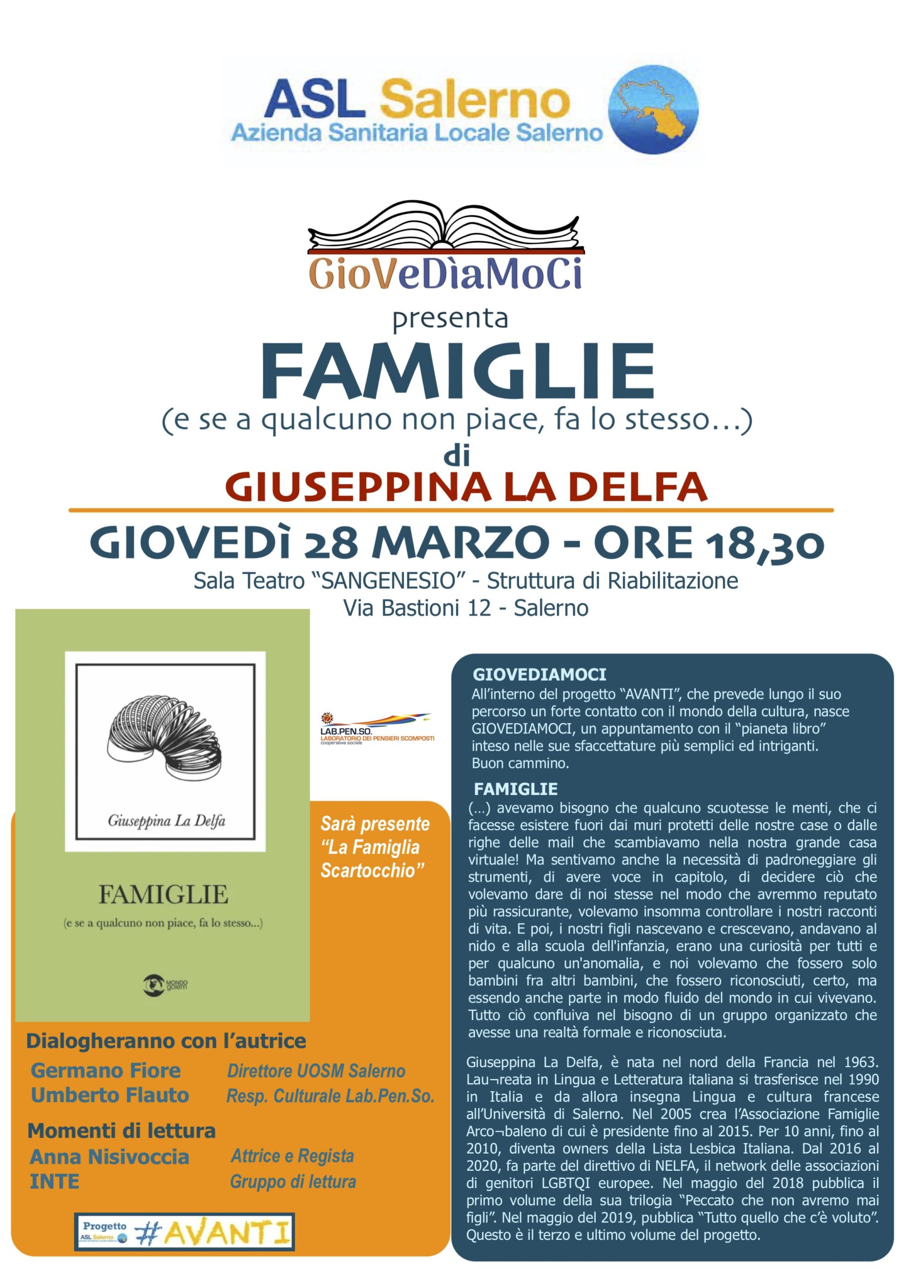 Salerno: presentazione libro “Famiglie” di Giuseppina La Delfa