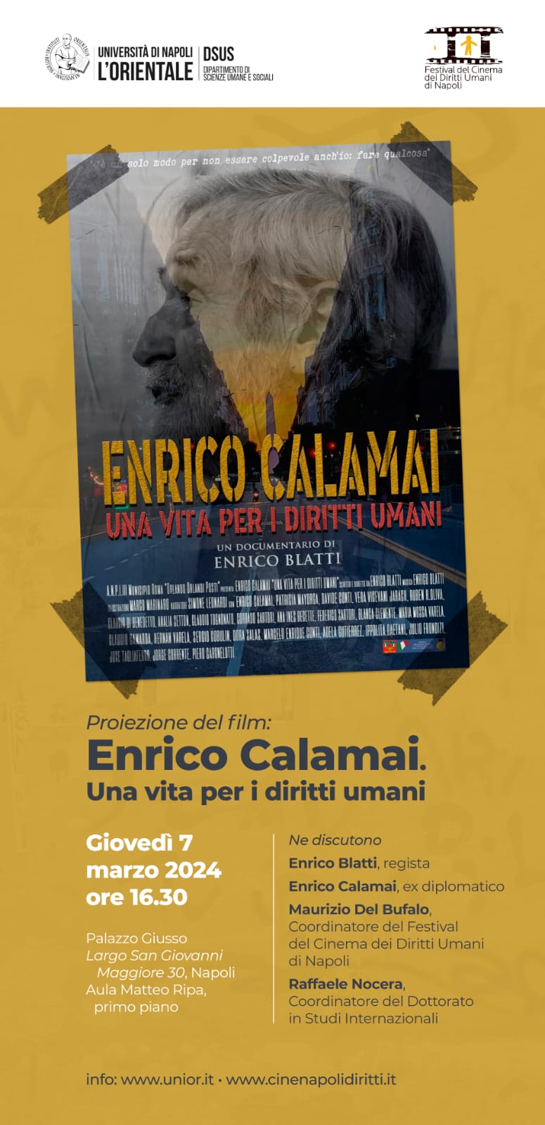 Napoli: Festival Cinema dei Diritti Umani, incontro con Enrico Calamai per non dimenticare desaparecidos