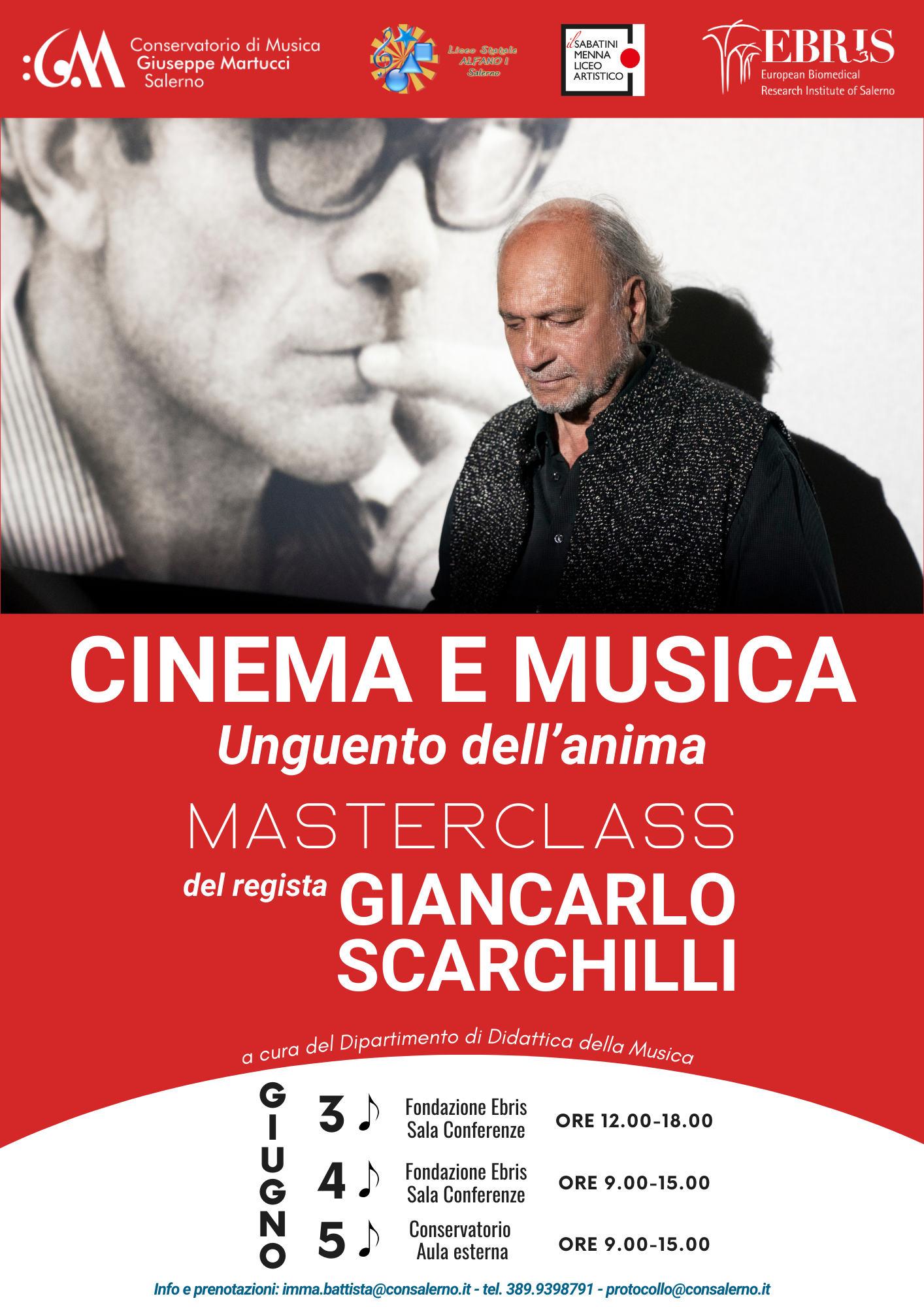 Salerno: Conservatorio “Martucci”, masterclass “Cinema e Musica, Unguento dell’anima”