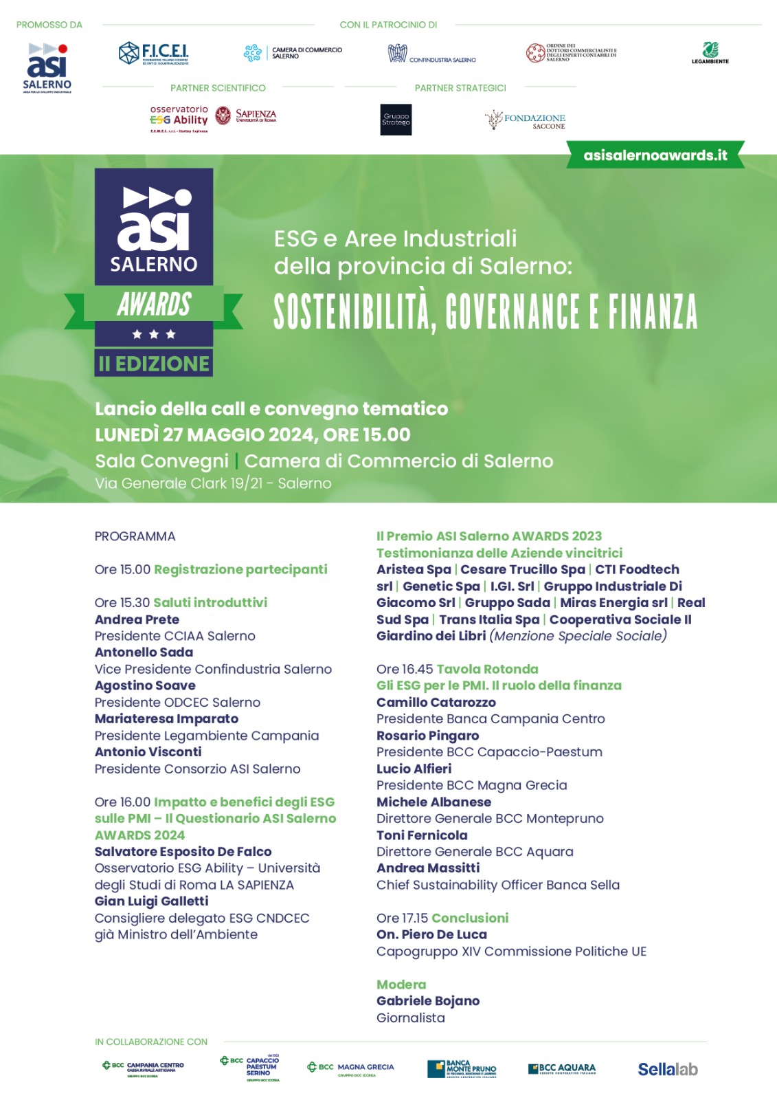 Salerno: ASI, ESG – Aree Industriali, convegno tematico, lancio call