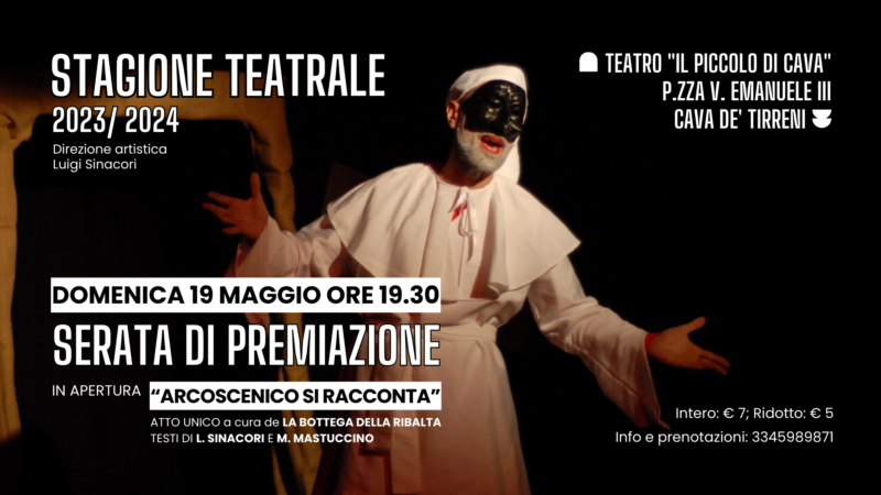 Cava de’ Tirreni: Arcoscenico, premiazione Stagione Teatrale