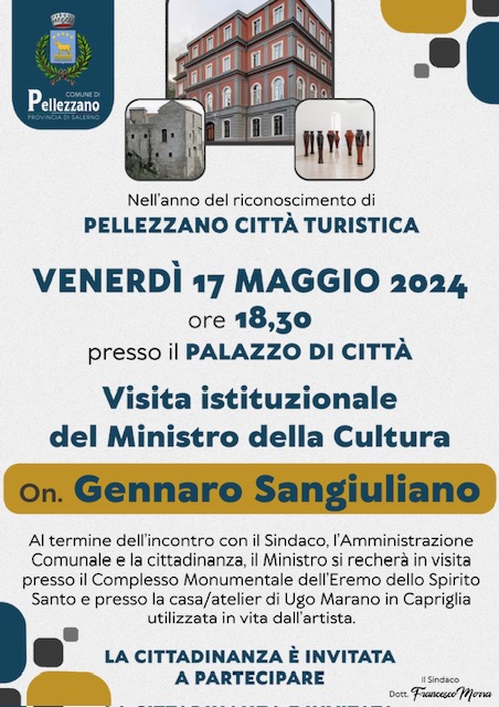 Pellezzano: visita istituzionale del Ministro della Cultura Sangiuliano