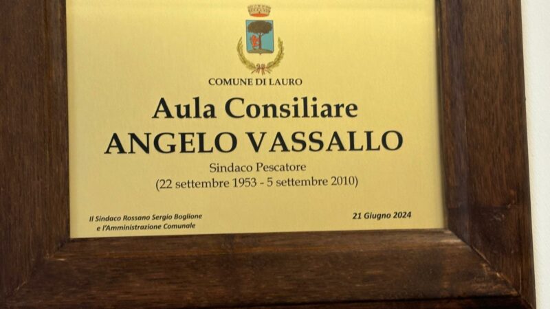 Lauro: inaugurata Sala Consiliare “Angelo Vassallo” a Palazzo Pignatelli 