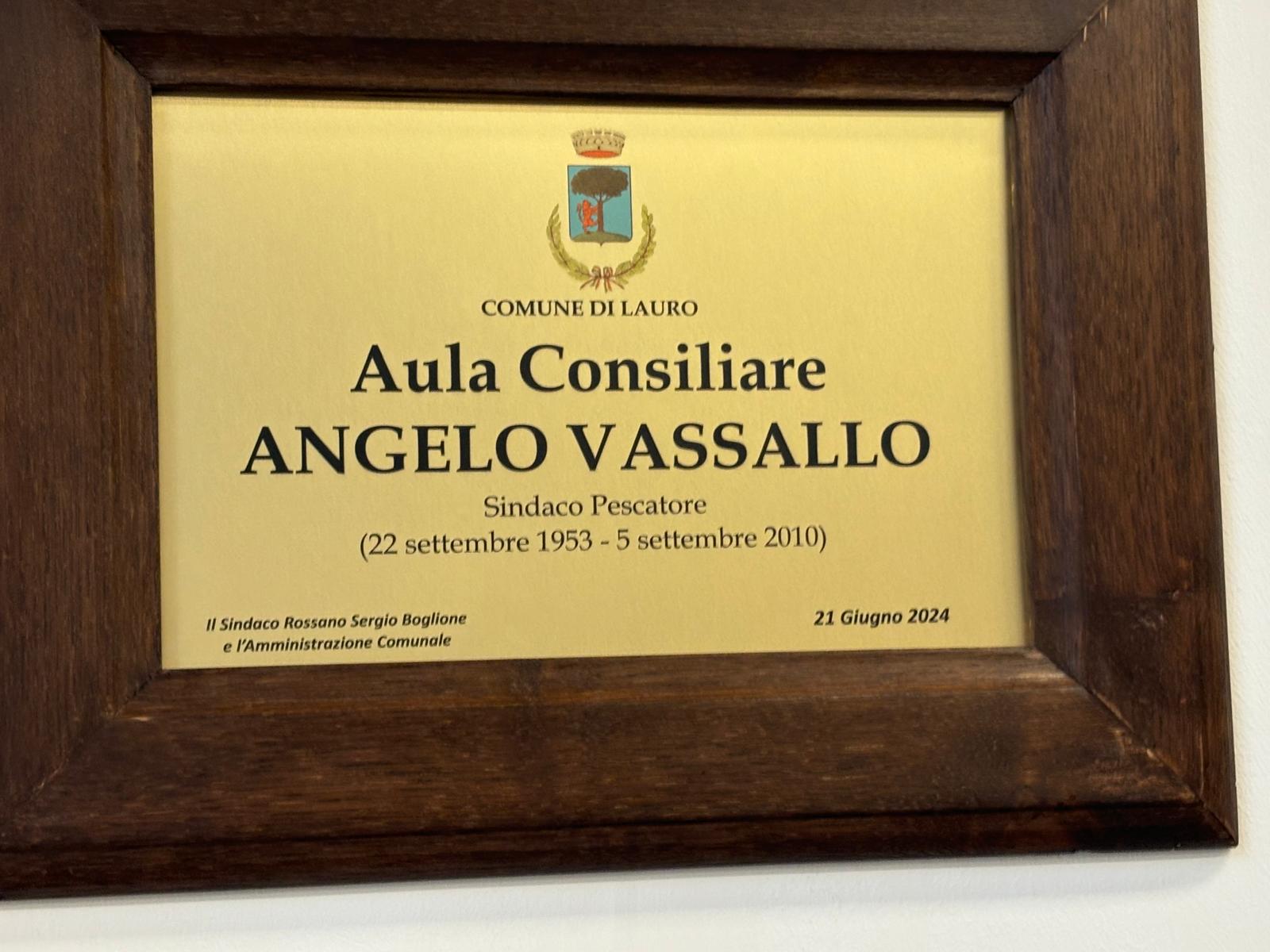 Lauro: inaugurata Sala Consiliare “Angelo Vassallo” a Palazzo Pignatelli 