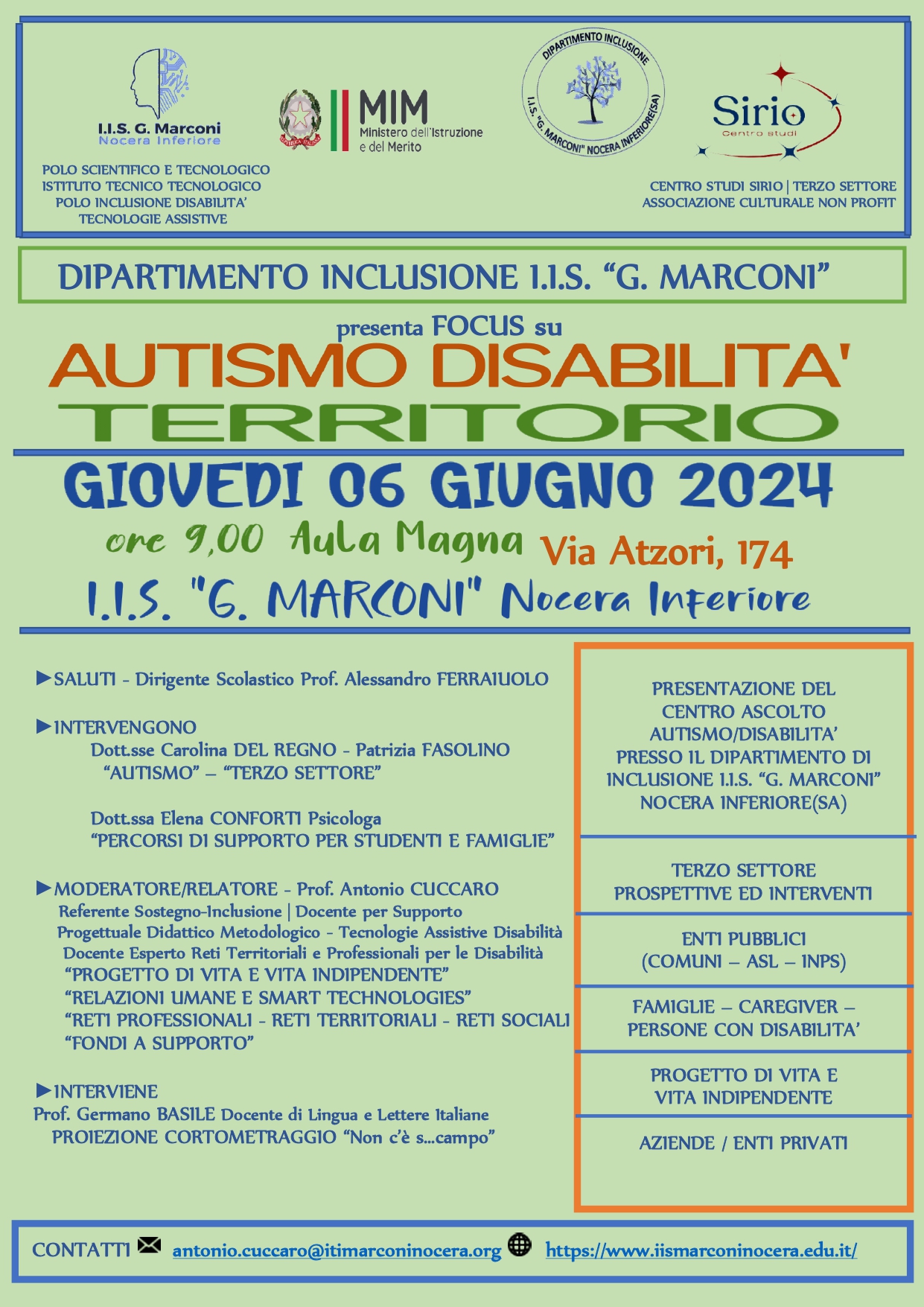 Nocera Inferiore: I.I.S. “Marconi”, focus su Autismo, Disabilità, Territorio, Tecnologie