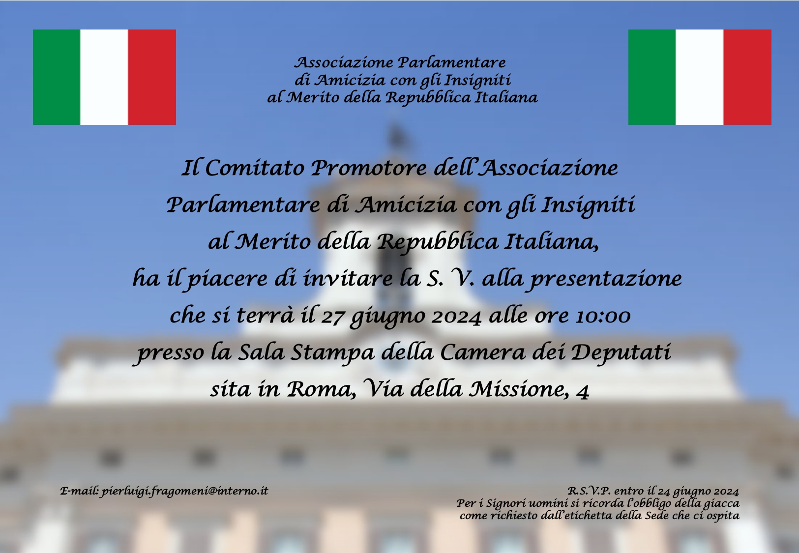 Roma: costitutita Associazione Parlamentare di Amicizia con Insigniti a Merito Repubblica Italiana