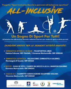 Salerno: al via il Progetto “All inclusive – sport inclusivo”