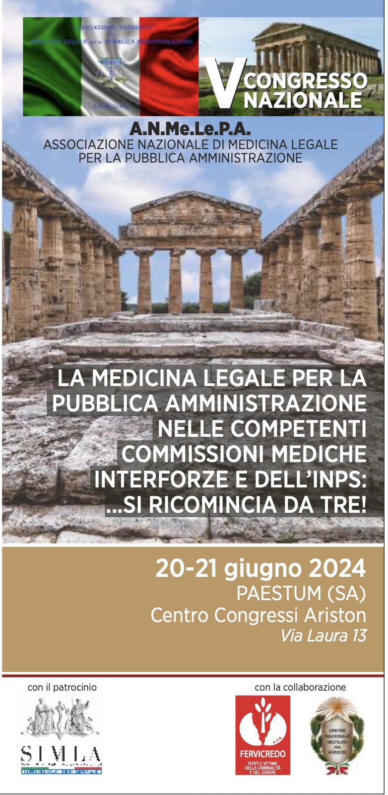 Paestum: Medicina legale e Pubblica amministrazione, V Congresso Nazionale A.N.Me.