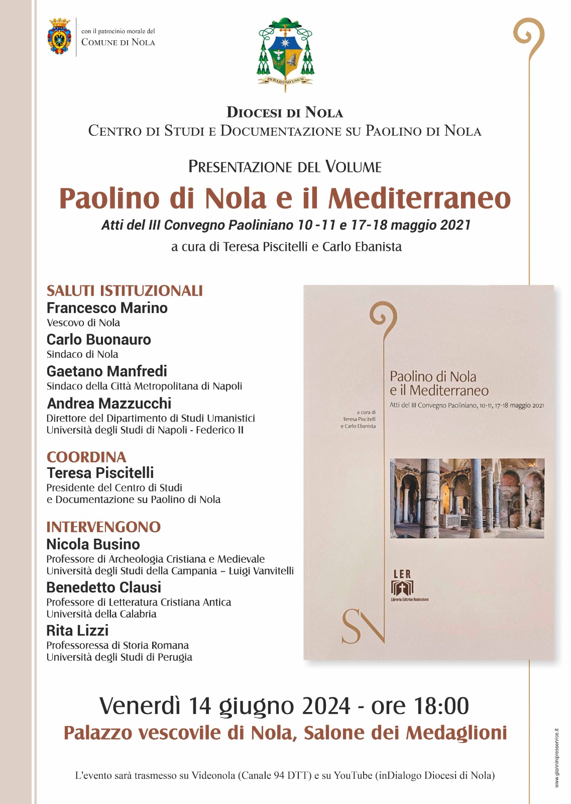 Nola: III Convegno paoliniano, “Paolino, Nola e il Mediterraneo”