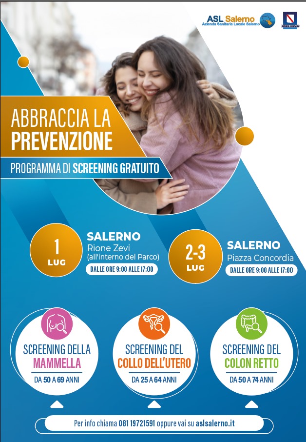 Salerno: chiusura “Abbraccia la prevenzione”, tour screening oncologici gratuiti