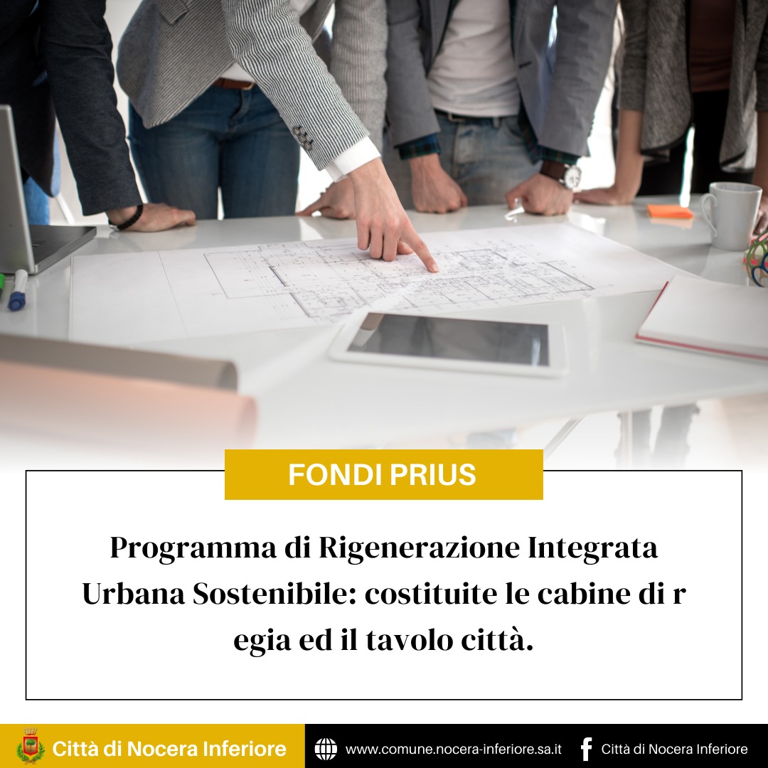 Nocera Inferiore: PRIUS, costituite cabine di regia e tavolo città