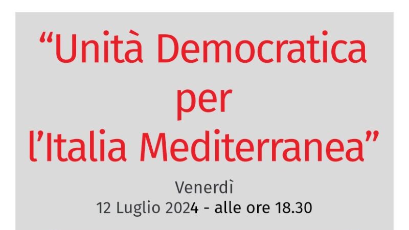 Salerno: Cittadino Sudd, Unità democratica per Italia Mediterranea, assemblea  