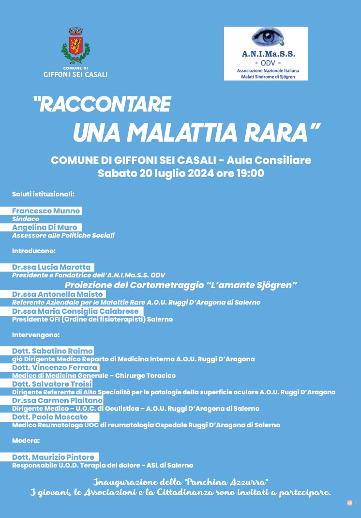 Giffoni Sei Casali: panchina azzurra su Sindrome di Sjogren