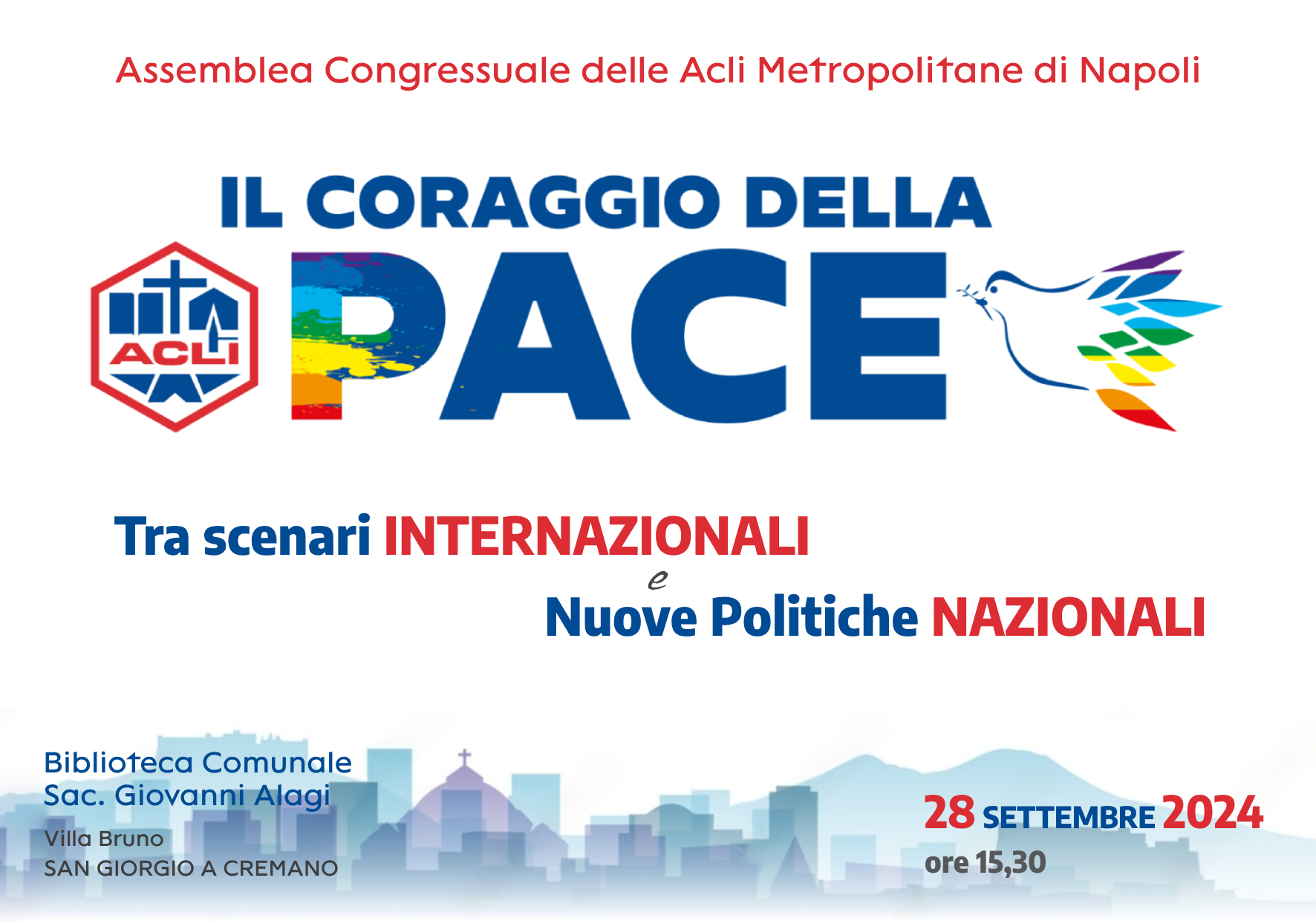 San Giorgio a Cremano: assemblea congressuale Acli di Napoli con presidente nazionale Manfredonia 