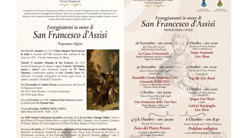 Nocera Superiore: festeggiamenti per San Francesco d’Assisi