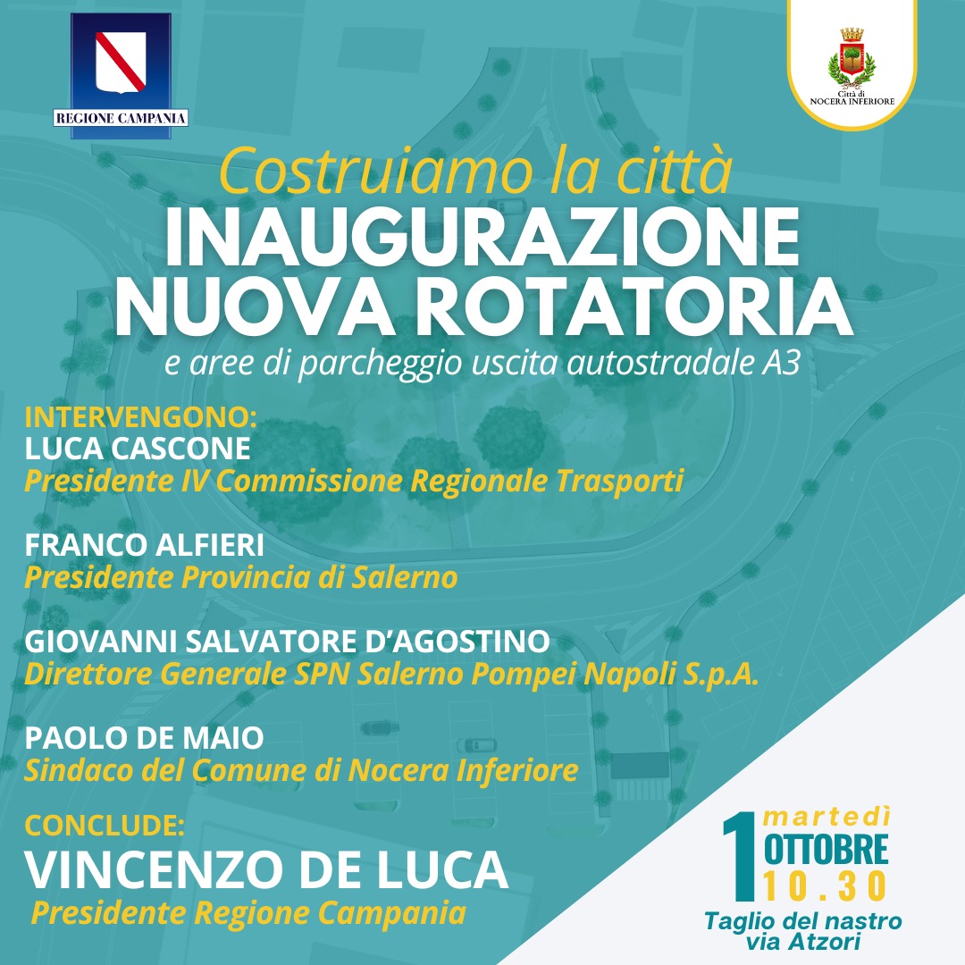 Nocera Inferiore: inaugurazione nuova rotatoria a svincolo autostradale A3