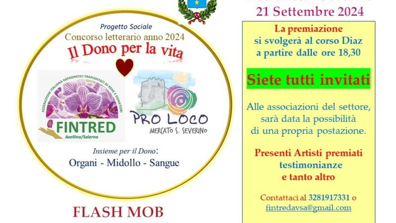 Mercato San Severino: premiazione 4^ ediz. Concorso nazionale Il Dono per la vita