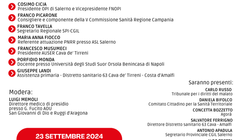 Cava de’ Tirreni: Tavola Rotonda su Case e Ospedali di Comunità per sanità di prossimità