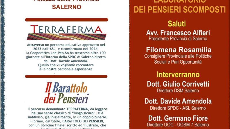 Salerno: Tavola Rotonda “UN ANNO IN SPDC”, racconto attraverso arte e letteratura