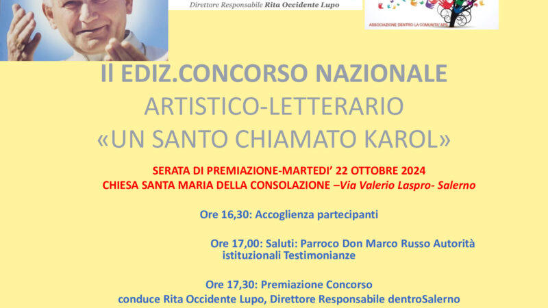 Salerno: II ediz. Concorso letterario-artistico “Un Santo chiamato Karol”