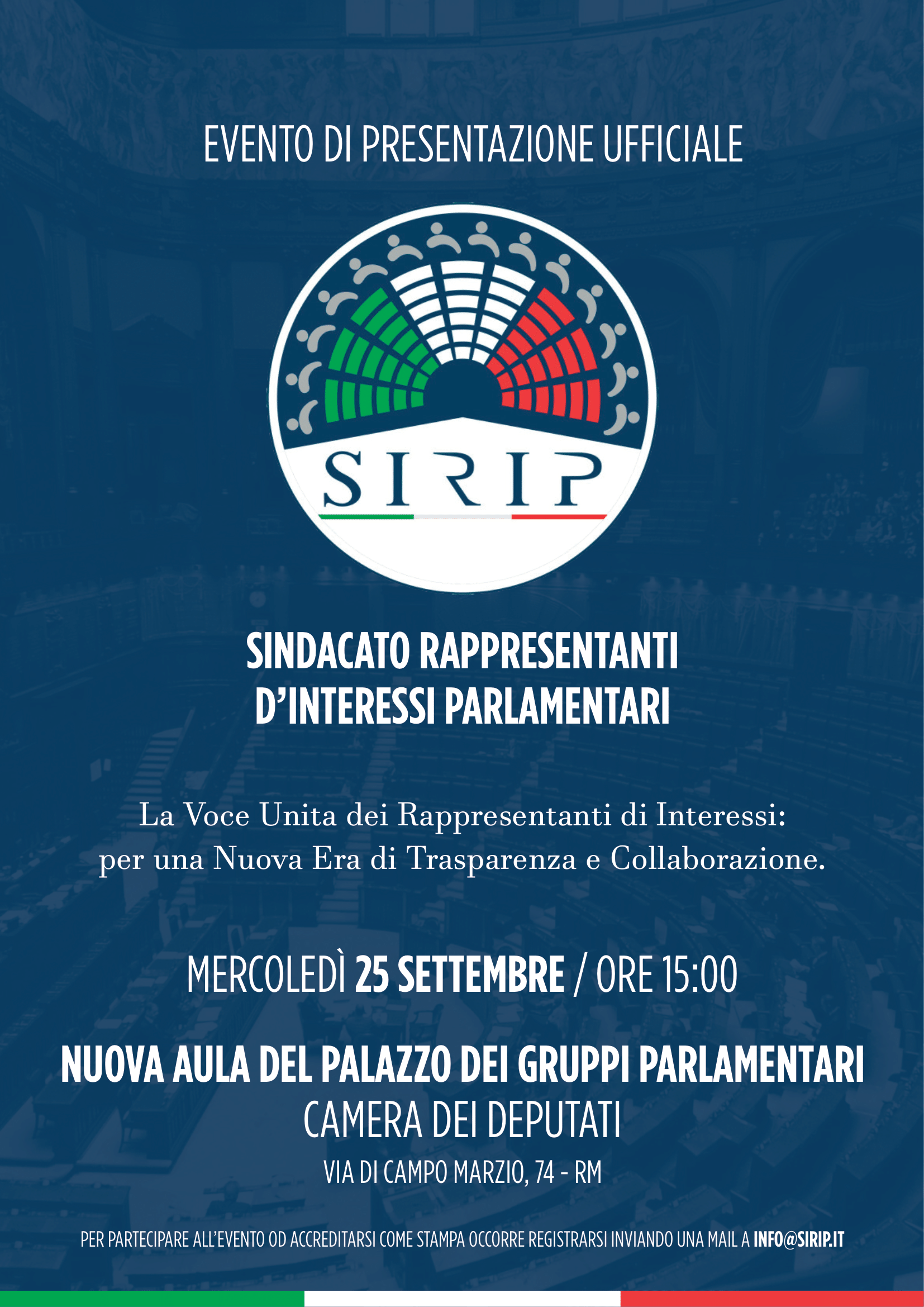 Roma: SIRIP, presentazione a Camera Deputati