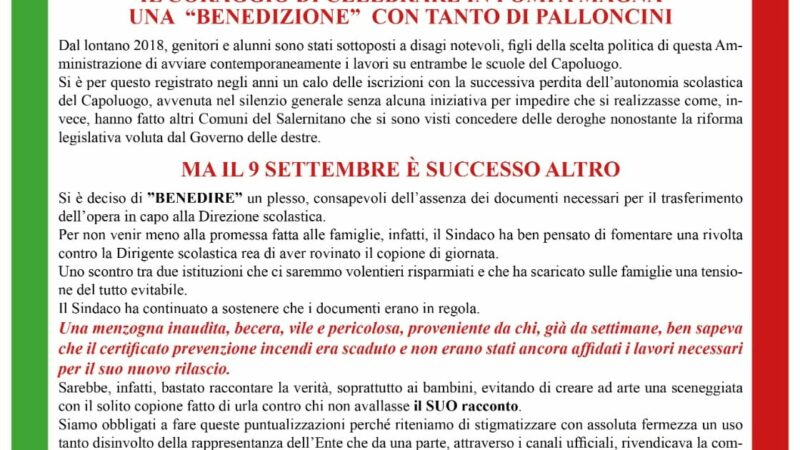 Castel San Giorgio: Circolo PD su lavori Scuola elementare “A.G. Galluzzo”