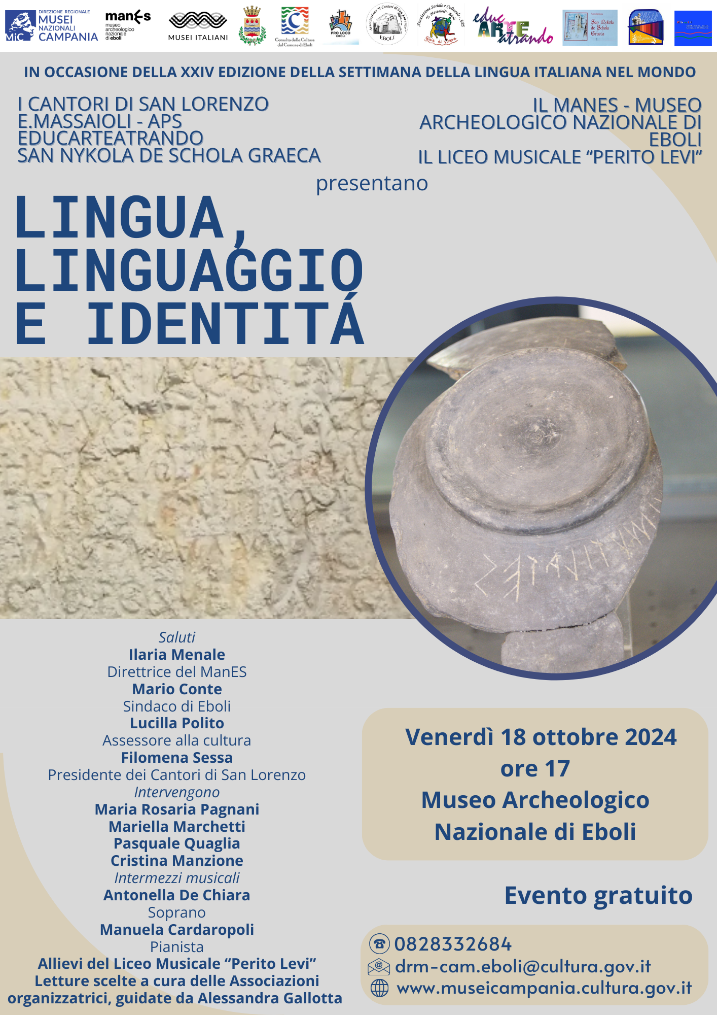 Eboli: a ManES XXIV Settimana della Lingua Italiana nel Mondo “Lingua, Linguaggio e Identità”