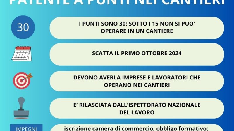 Vallo di Diano: Confesercenti, patente a punti nei cantieri