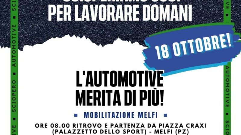 Potenza: sciopero Automotive, appello UGL ”Mobilitiamoci!” 