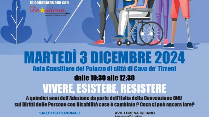 Cava de’ Tirreni: disabilità, Osservatorio Cittadino, Giornata sensibilizzazione a Palazzo di Città