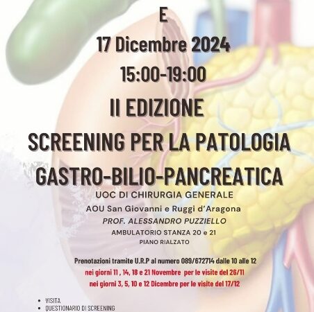 Salerno: Ospedale, al “Ruggi” 2^ ediz. ‘Screening per la Patologia Gastro-Bilio-Pancreatica’