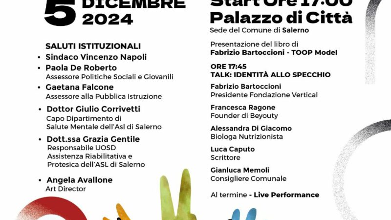 Salerno: Giornata mondiale disabilità, presentazione romanzo “Toop model”di Fabrizio Bartoccioni