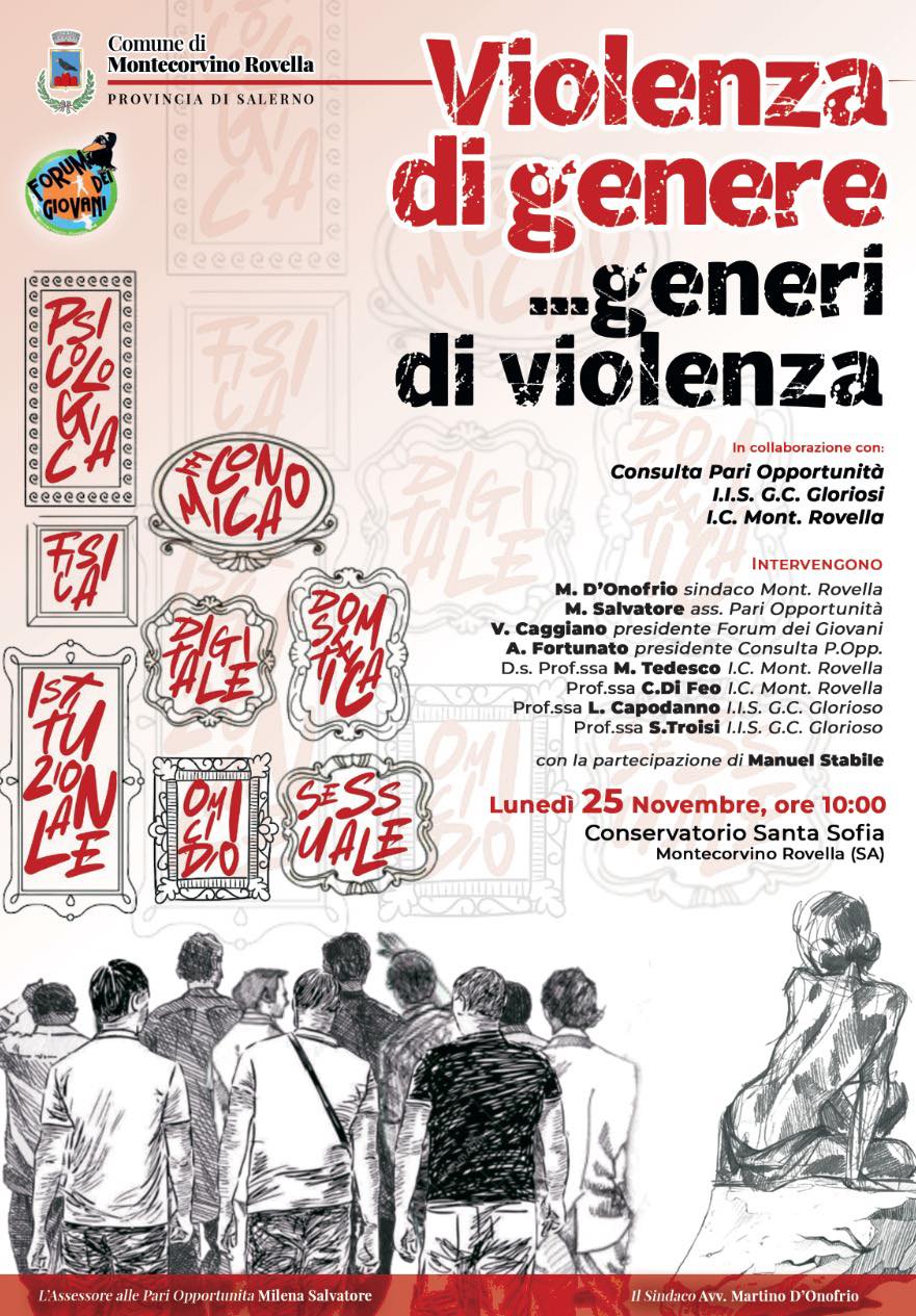 Montecorvino Rovella: Giornata internazionale contro violenza su donne, incontro “Violenza di genere … generi di violenza” 