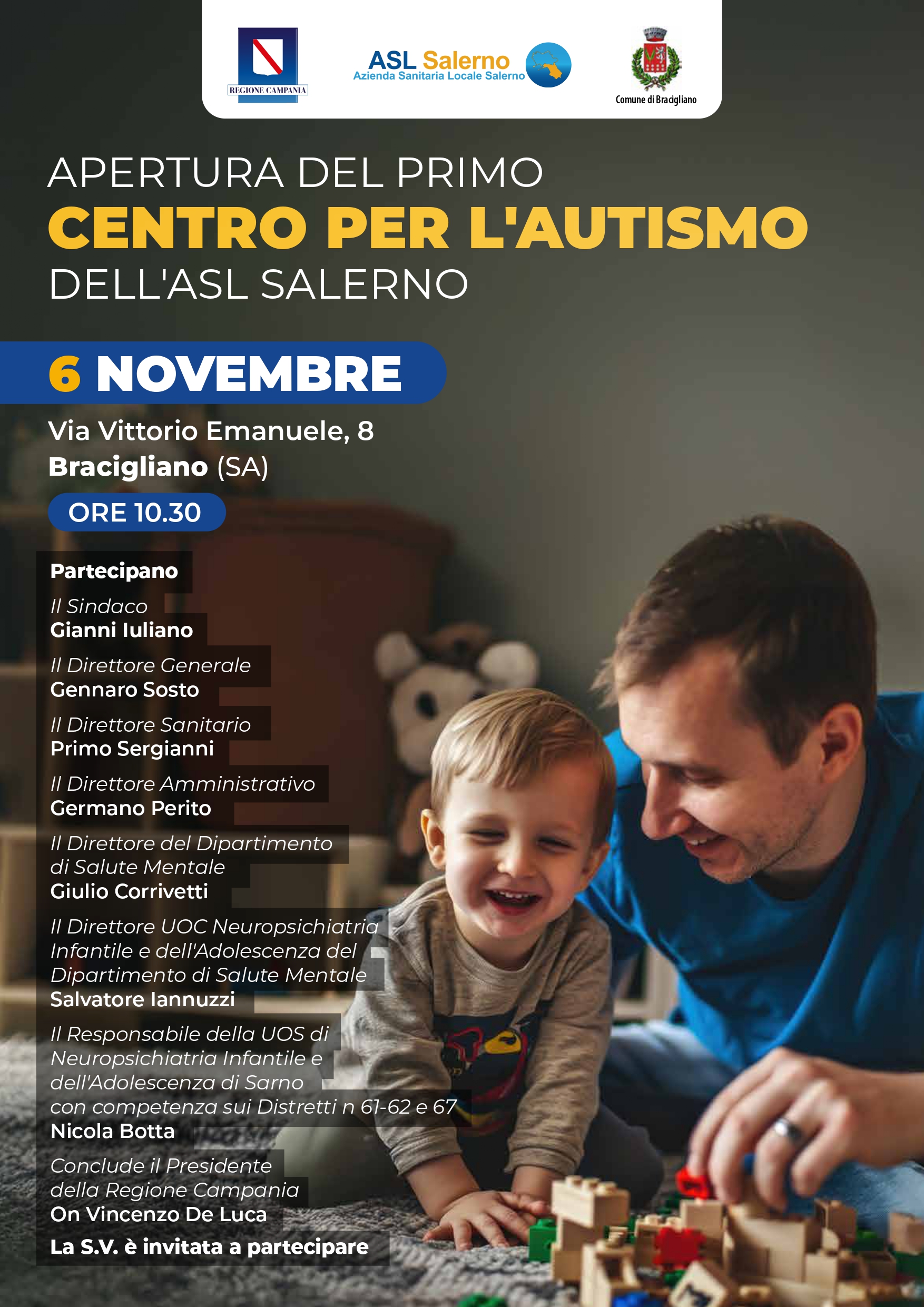 Bracigliano: Asl, inaugurazione Centro per Autismo