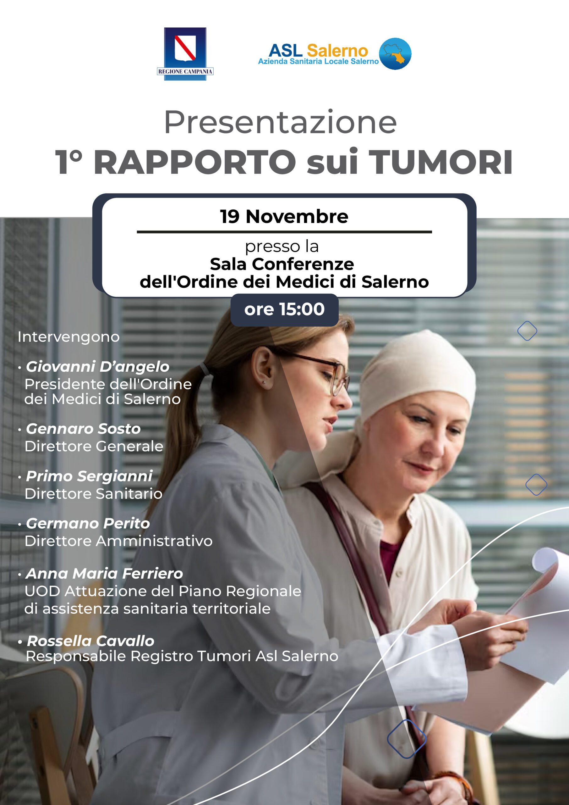 Salerno: Tumori Asl, presentazione 1° RAPPORTO