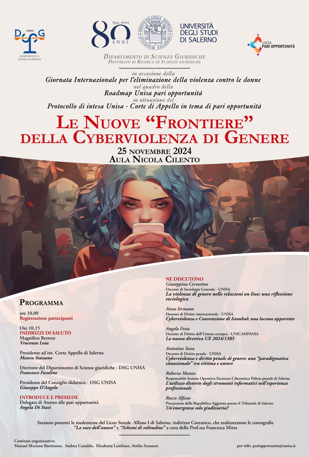 Salerno: UNISA “Giornata internazionale violenza a donne”, convegno “Le nuove Frontiere della Cyberviolenza di Genere”