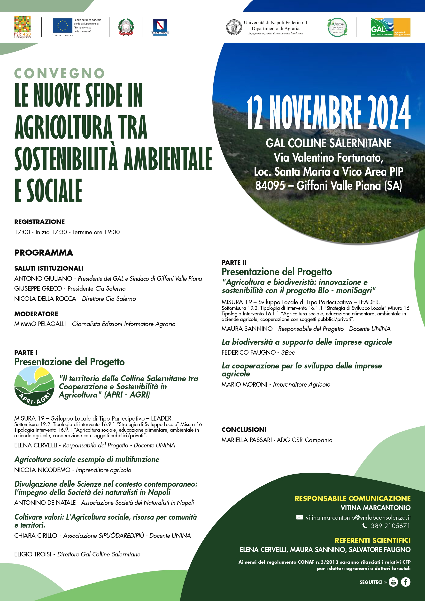 Giffoni Valle Piana: GAL Colline Salernitane e politiche di integrazione sociale “nuove sfide in agricoltura tra sostenibilità ambientale e sociale” 