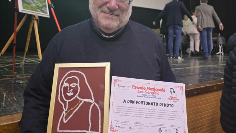 Cittanova: premio nazionale Lea Garofalo a don Fortunato Di Noto per lotta a pedofilia