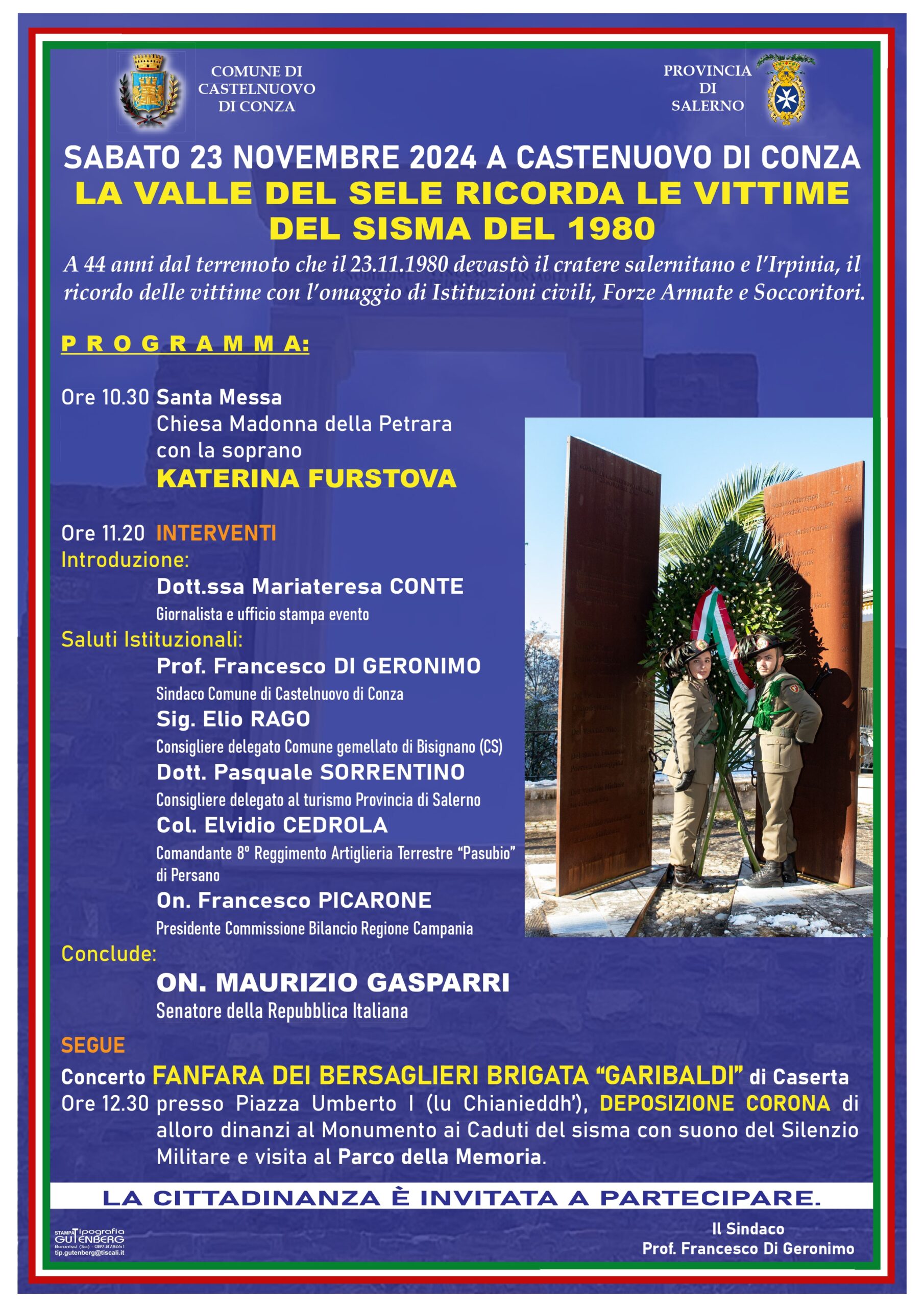 Castelnuovo di Conza: sen. Gasparri ad evento commemorativo vittime sisma dell’80