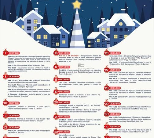 Sarno: Natale da vivere insieme, calendario eventi