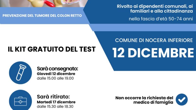 Nocera Inferiore: screening gratuiti per prevenzione tumore colon retto