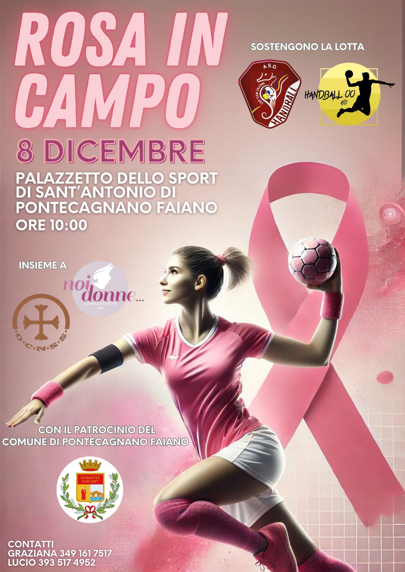 Pontecagnano Faiano: “Rosa in Campo”, partita di pallamano per celebrare forza delle donne