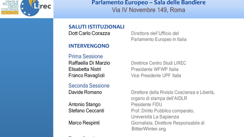 Roma: Giornata Mondiale Diritti Umani, convegno su libertà di fede, credo e coscienza