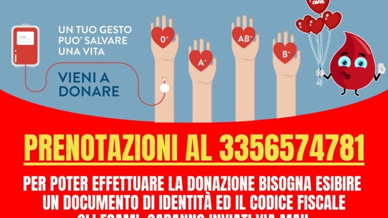 Ravello: campagna di sensibilizzazione Comune- Avis per donare sangue