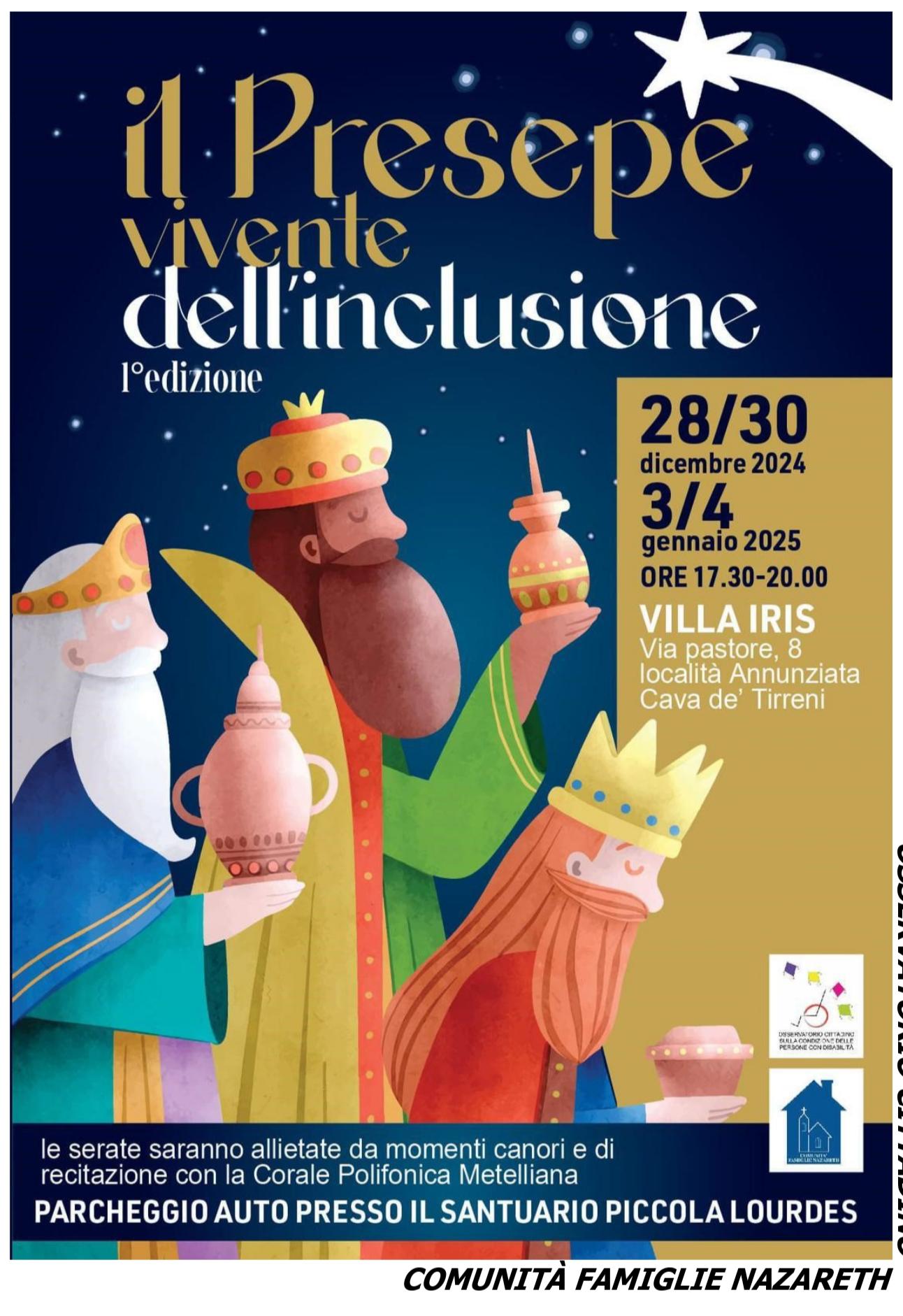 Cava de’ Tirreni: a Villa Iris, Presepe Vivente dell’ Inclusione