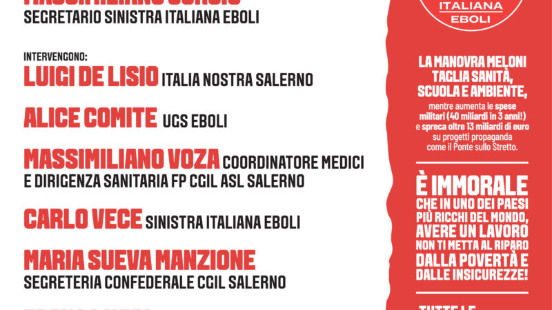 Eboli: Sinistra Italiana, incontro su proposte di manovra finanziaria