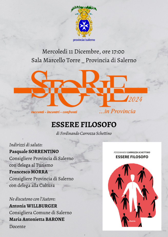 Salerno: Storie in Provincia, Carrozza Schettino presenta “Essere filosofo”