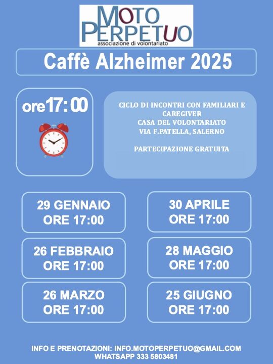 Salerno: Motoperpetuo, Caffè Alzheimer per ventennale