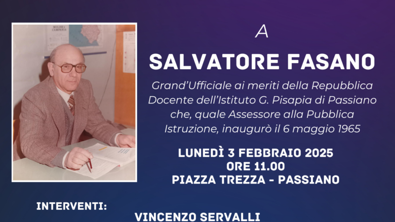 Cava de’ Tirreni: Passiano, intitolazione sala teatrale a Salvatore Fasano