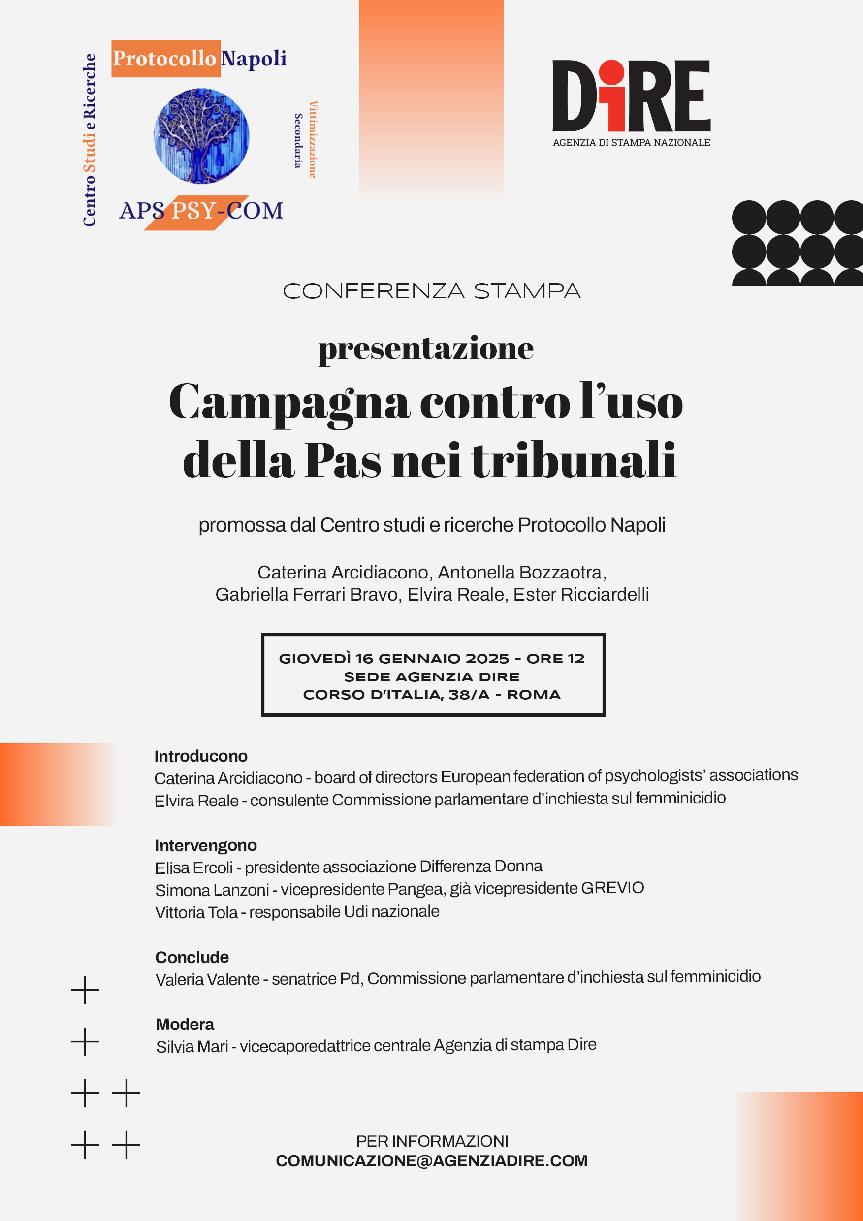 Roma: affido figli minori, campagna contro Pas/alienazione parentale, conferenza stampa